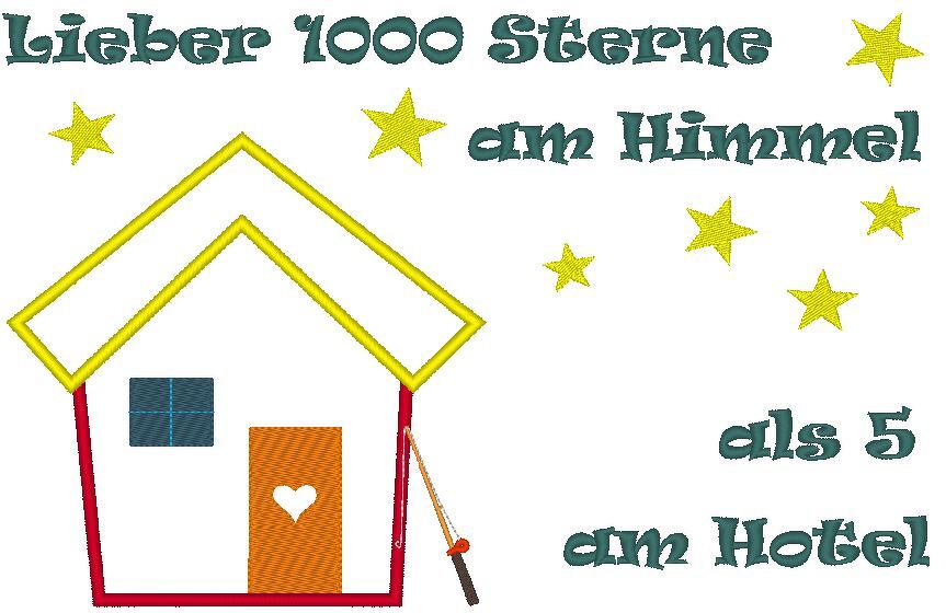 Bungalow, Lieber 1000 Sterne am Himmel, Camping Stickdatei - Bild 2
