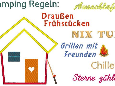 Bungalow Camping Regeln Stickdatei