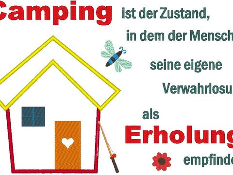 Bungalow Camping ist Erholung Stickdatei