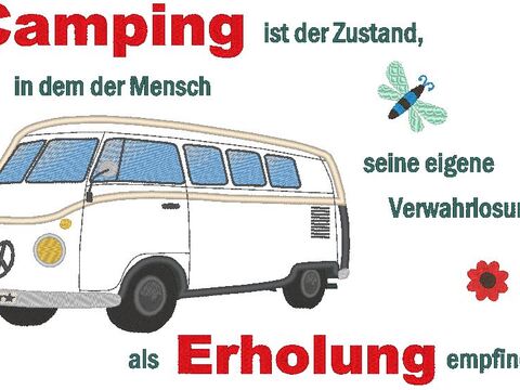 Camping Bus - Camping ist Erholung Stickdatei