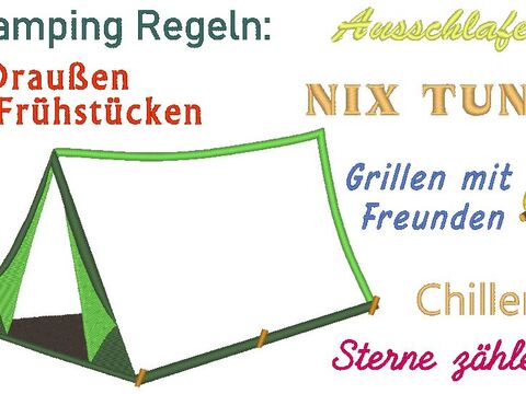 Zelt - Camping Regeln Stickdatei