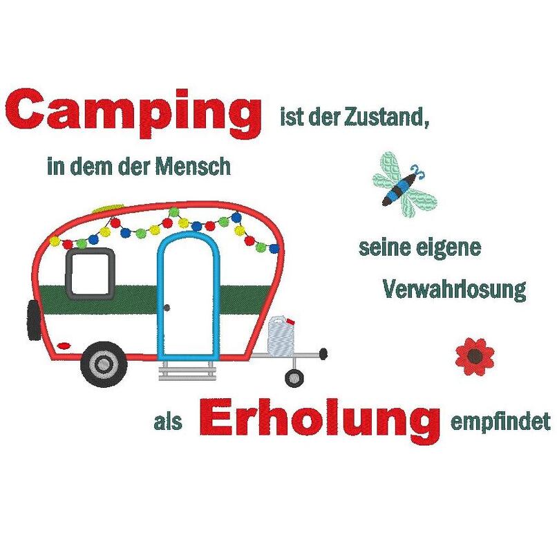 Camping Anhänger Hänger - Camping ist Erholung Stickdatei - Bild 4