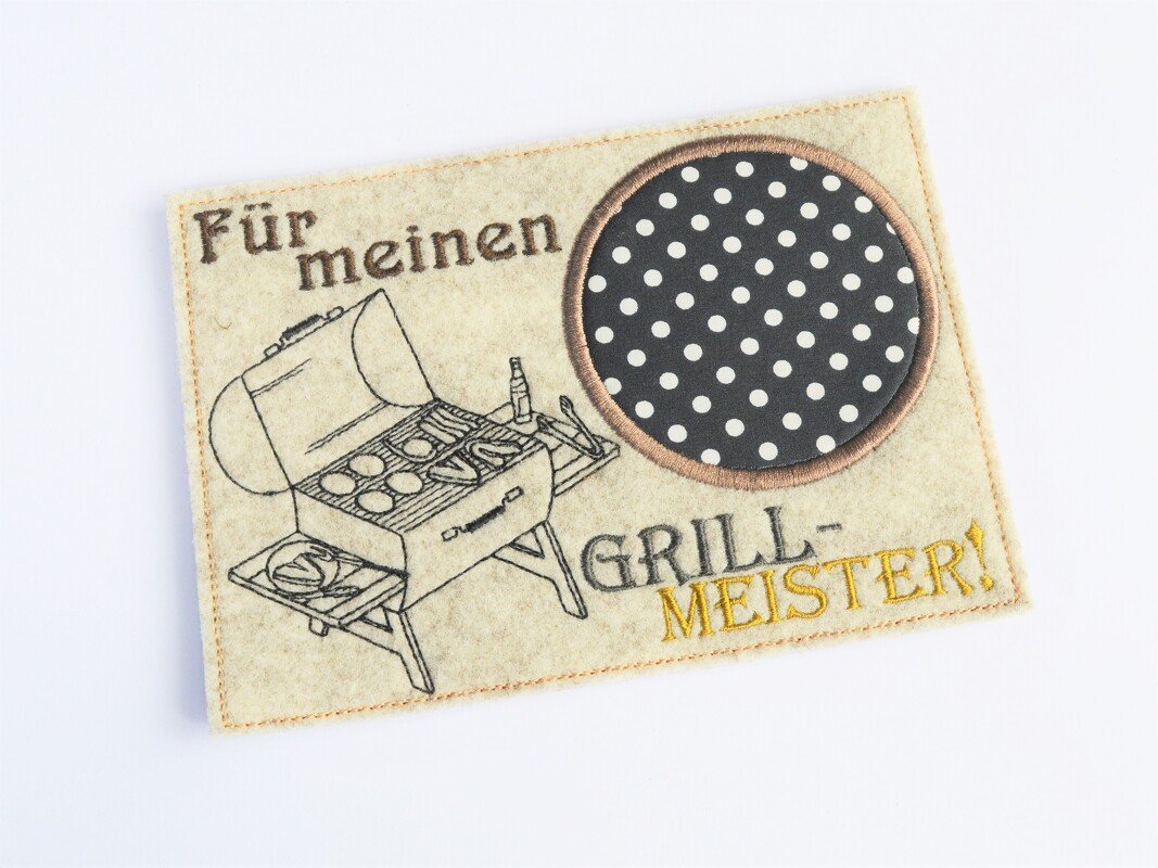 Stickdatei Grill Männer Untersetzer verschiedene Motive