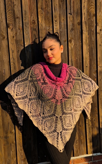 Crochet Pattern Triangle Shawl Segen der Engel – with Crochet Chart