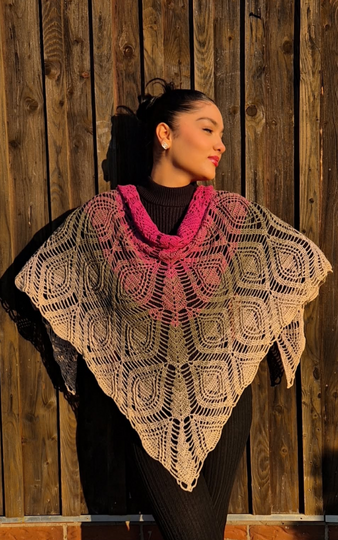 Crochet Pattern Triangle Shawl Segen der Engel – with Crochet Chart