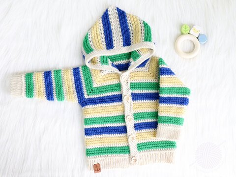 Baby- & Kinderjacke "Rainbow" (Gr. 50- 128, stricklook)