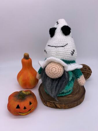Pattern Halloween Gnome with Ghost Hat