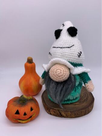 Pattern Halloween Gnome with Ghost Hat