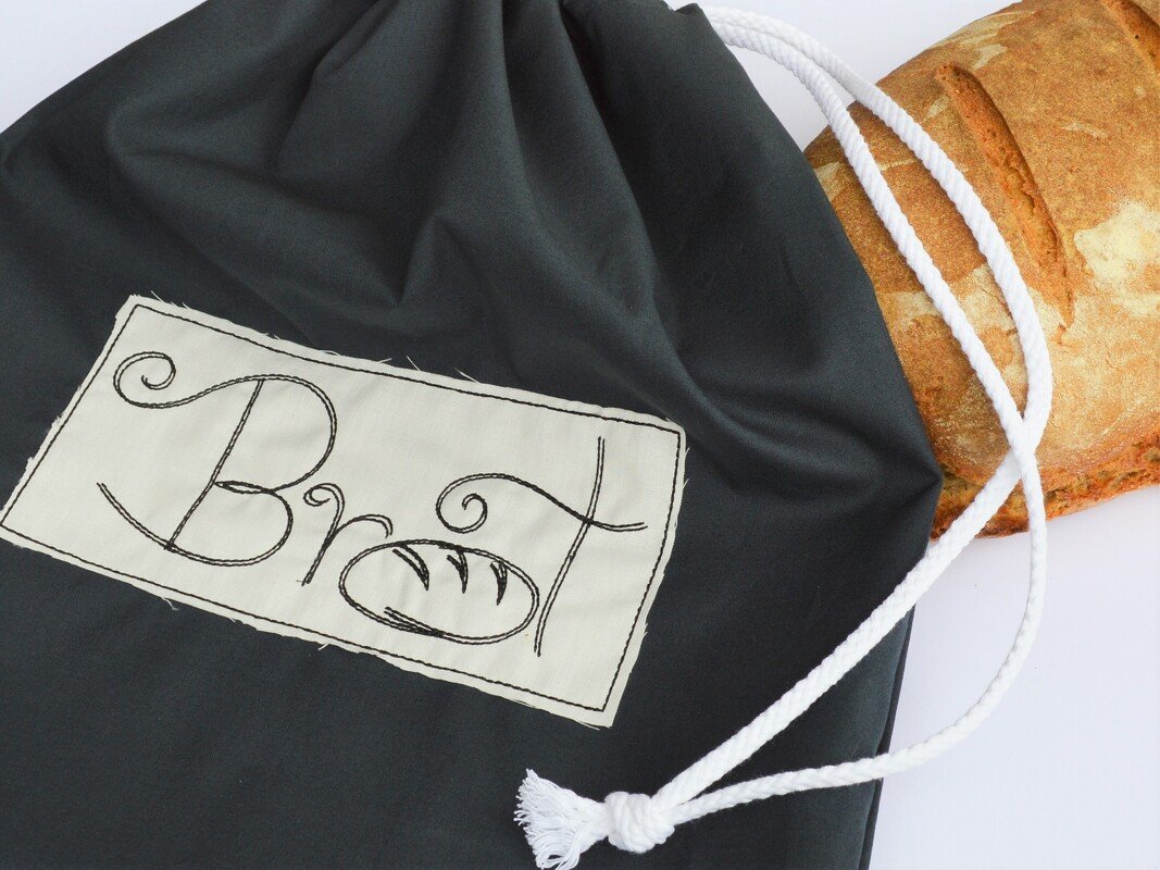 Stickdatei Brot Redwork Button für Brotbeutel 13x18cm