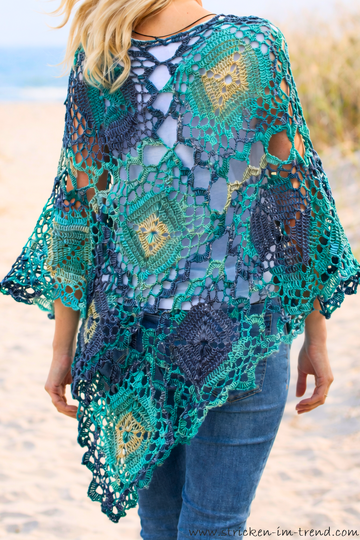 Crochet Poncho Pattern | Granny Squares | Tropical #6 | GrannyCouture #1