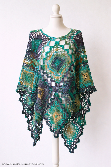 Crochet Poncho Pattern | Granny Squares | Tropical #6 | GrannyCouture #1