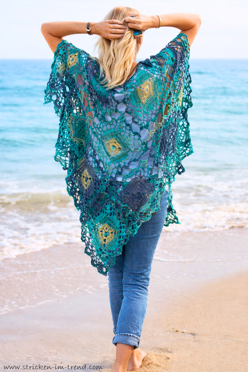 Crochet Poncho Pattern | Granny Squares | Tropical #6 | GrannyCouture #1