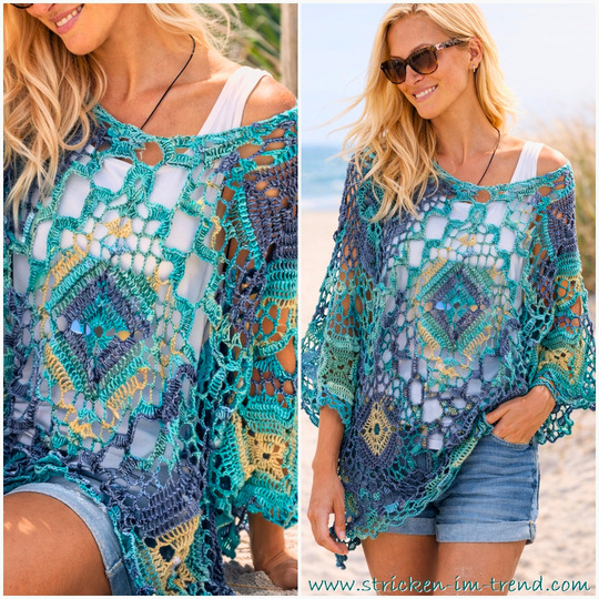 Häkelanleitung für Häkelponcho | Grannys | Tropical #6 | GrannyCouture #1