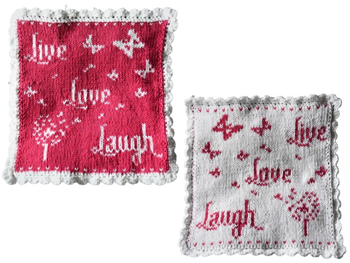 Strickanleitung Tuch / Waschlappen "Live Love Laugh" - in Doubleface