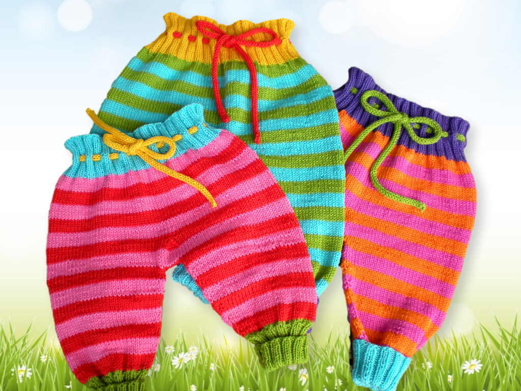 Baby pants - 3 sizes - knitting pattern