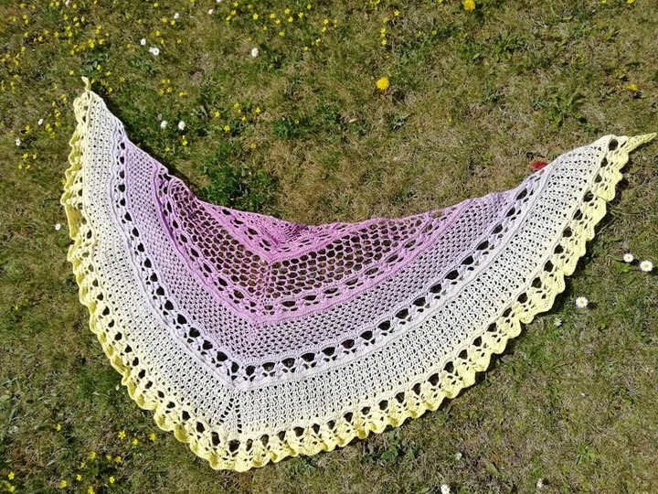 Anleitung Honua Kai - "Meereswelt", Halbmondtuch