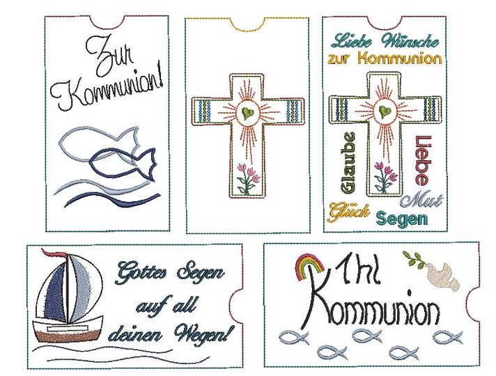 Stickdatei Kommunion ITH Schokohülle SET