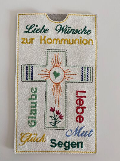 Stickdatei Kommunion ITH Schokohülle SET
