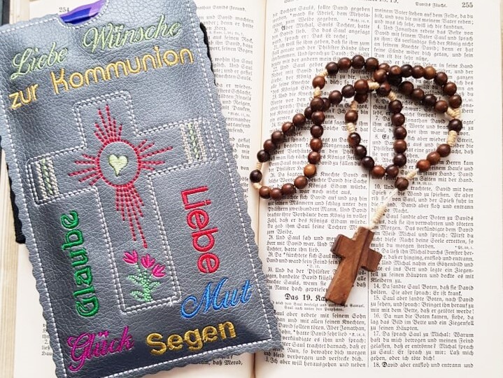 Stickdatei Kommunion ITH Schokohülle SET