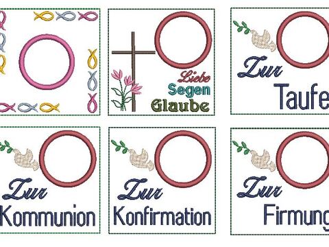 Stickdatei Konfirmation Kommunion Firmung Taufe Untersetzer ITH 10x10cm