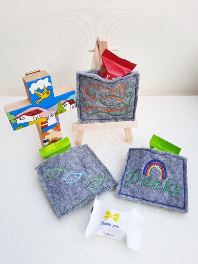 Stickdatei Kommunion ITH kleine Schokohülle 7 Motive