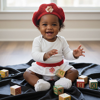 Pattern Girls Skirt & Hat Set