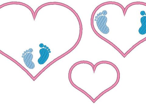 Herz mit Baby Füßchen Stickdatei