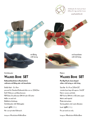 WALKIES BONE SET Poo Bag Pouch Sewing Patterns