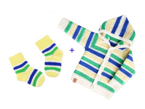 2 PDFs Spar-Set : Jacke & Socken "Rainbow" (Gr. 50/56 bis 128)