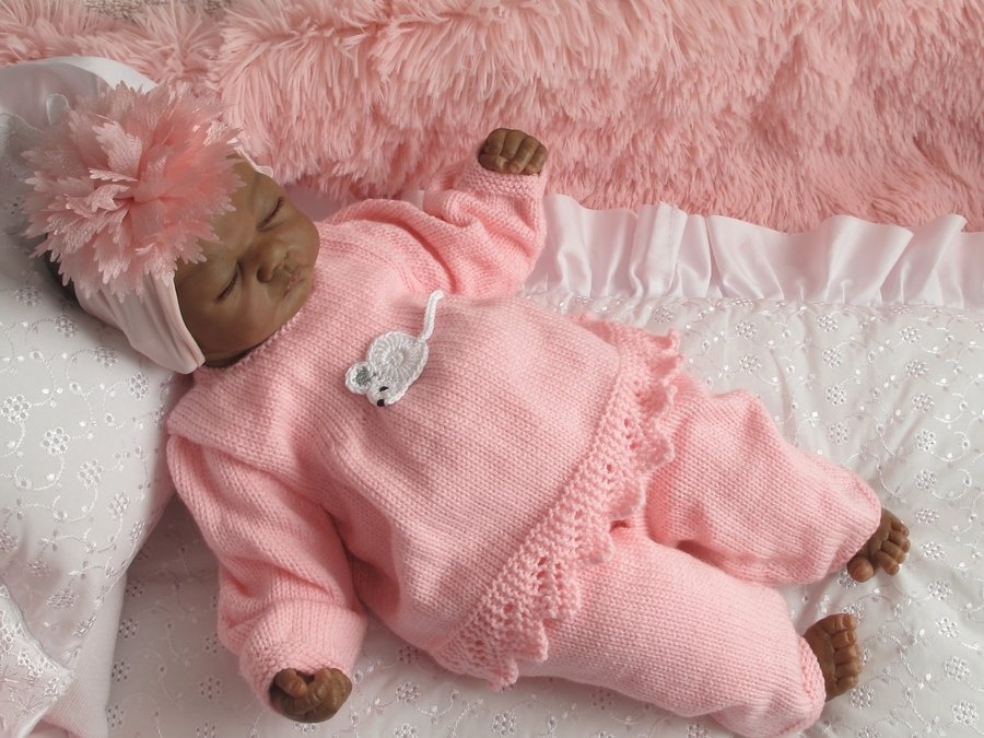 Strickanleitung Mod EMILY Gr. 56/62 für Babys und Reborn 2-teilig