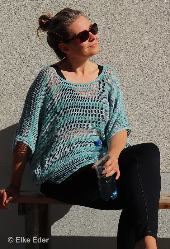 Batwing Sleeves Sweater “Turquoise” - Crochet Pattern - Image 9