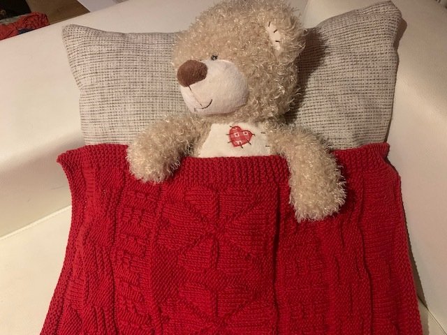 Strickanleitung für Anfänger für die Babydecke "Red Love" - Bild 5