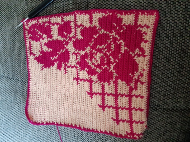 Topflappen Rose am Spalier Tapestry Häkelei