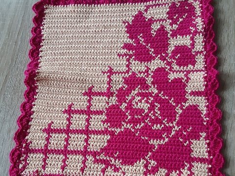 Topflappen Rose am Spalier Tapestry Häkelei