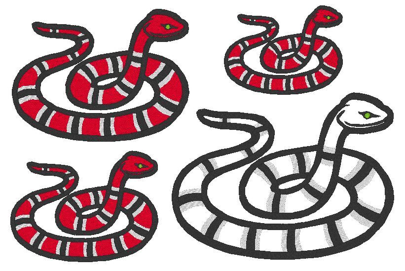 Schlange Giftschlage Stickdatei von 8 bis 26cm