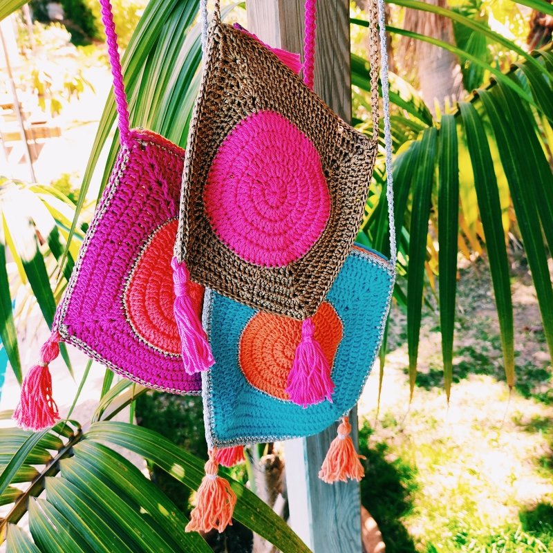 Crochet bag, Summer shoulder bag / tote bag with zip - Image 4