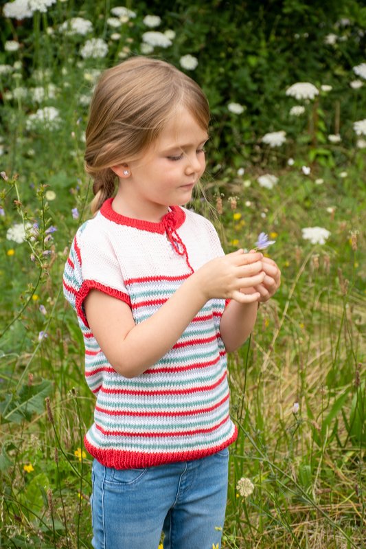 Strickanleitung Kurzarmpulli Anna in den Größen 98 bis 140, von 3-10 Jahren