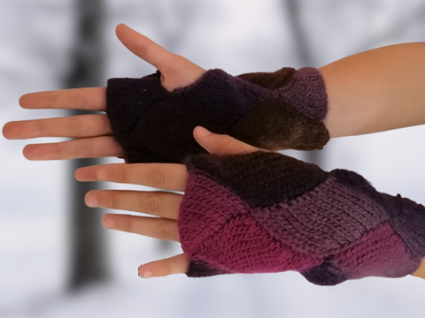 Fingerless Gloves. Crochet pattern. Rhombuses