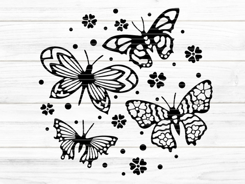 4 Deko Schmetterlinge Plotterdatei SVG DXF FCM