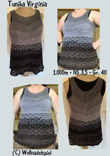 Virginia- Shirt/Tunika/Kleid häkeln in allen Damengrößen