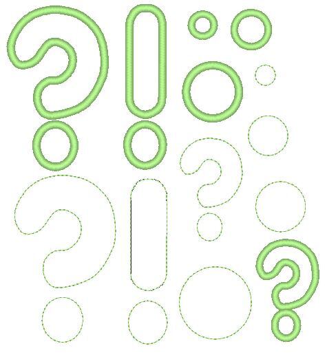 Punkt Fragezeichen und Ausrufezeichen Stickdatei