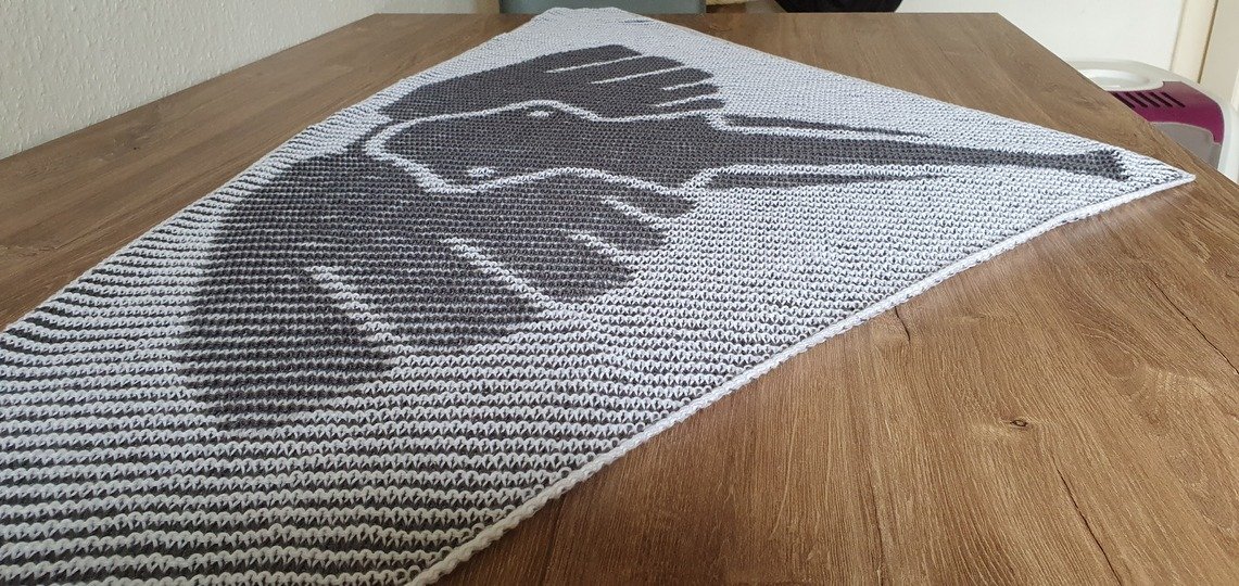Elefant, Shadow Knitting, Illusion Knitting, Motif Shawl