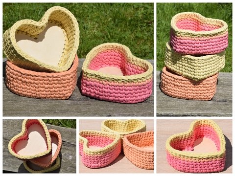 - HEART - Herzkörbchen, Utensilo mit einem Holzboden häkeln -230 -