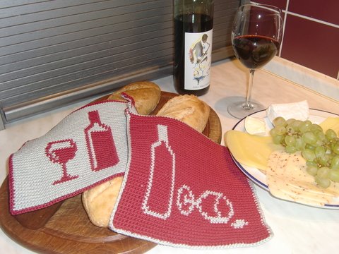 Tutorial doubleface potholders „Wine“