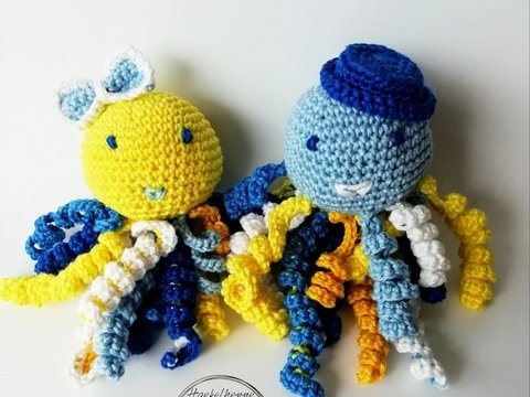 Tintenfische Frau Gelb & Herr Blau Häkelanleitung