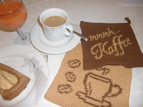 Häkelanleitung Doubleface-Topflappen Kaffee