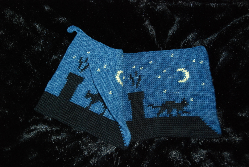 Tutorial doubleface potholders „Cat on the roof“