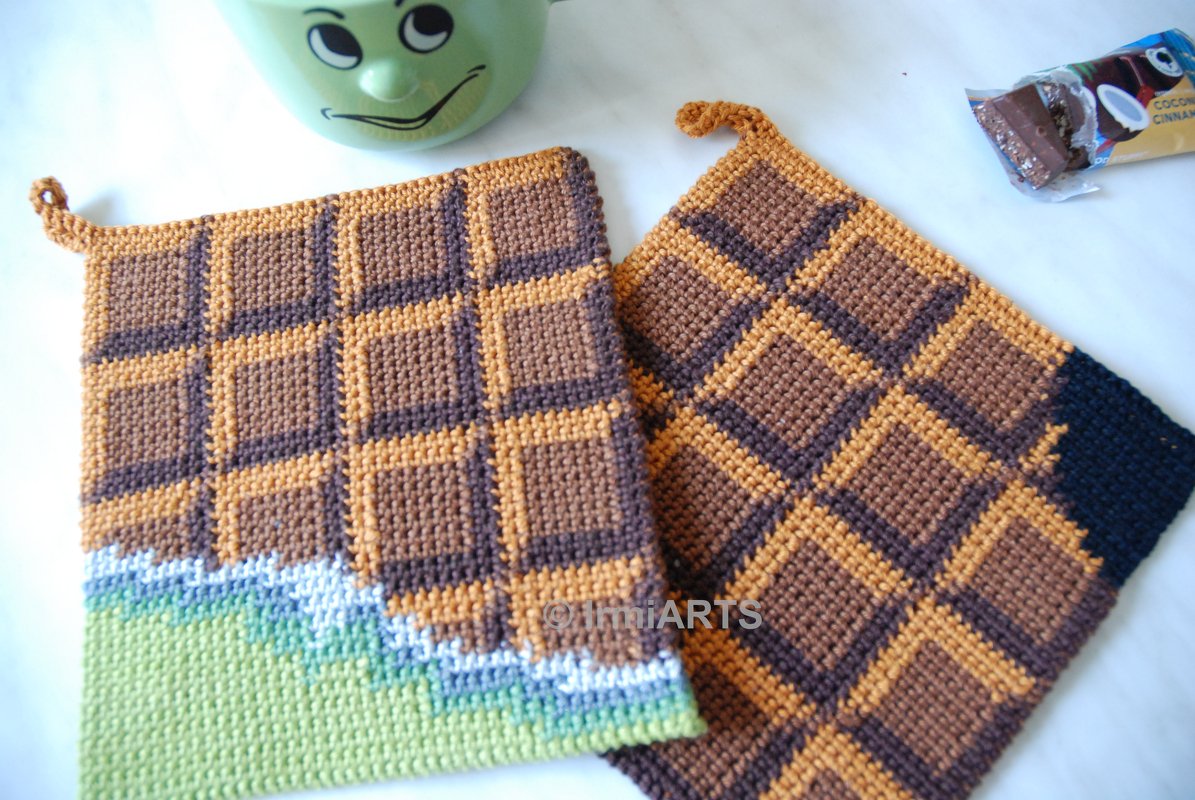 Häkelanleitung Schokoladen-Topflappen in Doubleface-Technik