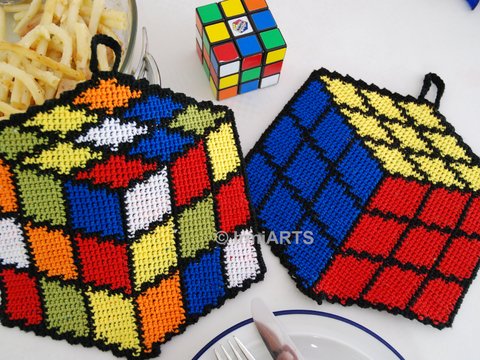 Häkelanleitung Zauberwürfel-Topflappen in Doubleface-Technik