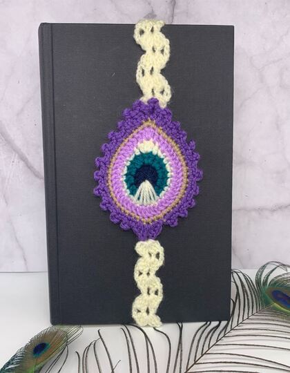 Crochet pattern - 3-in-1 bookmarks: peacock feather, rose and sunflower